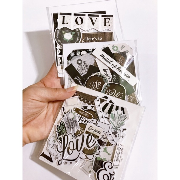 Sticker cắt sẵn theo set trang trí love box - srcapbook, khung ảnh 3D ( chủ đề Tình yêu - Weeding)