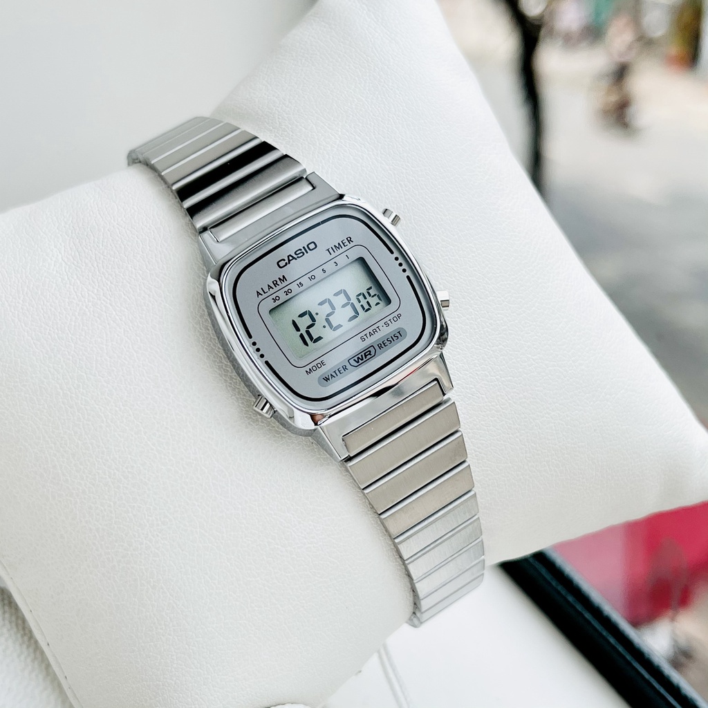 Đồng hồ Nữ Casio LA670WA-7, đồng hồ chính hãng, bạc mặt bạc