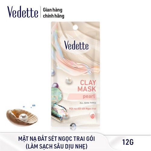 Combo 6 Mặt nạ đất sét sạch sâu dịu nhẹ Ngọc Trai Vedette Clay Mask Pearl 12g (Gói)