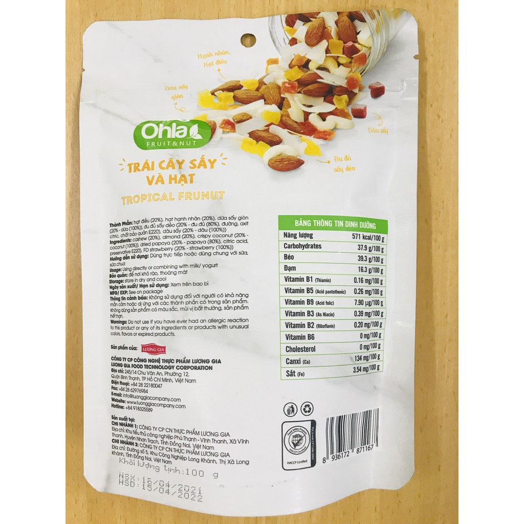 Trái Cây sấy & Hạt Ohla Frunut 100g