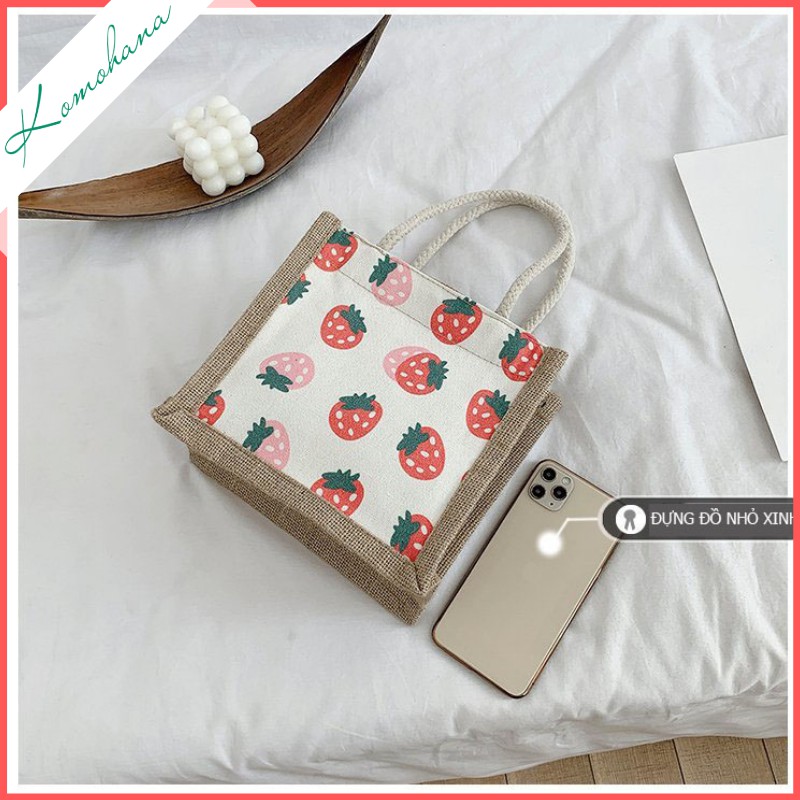 Túi xách nữ mini giá rẻ Komohana túi canvas 20*20cm, làm túi đựng cơm thời trang | BigBuy360 - bigbuy360.vn