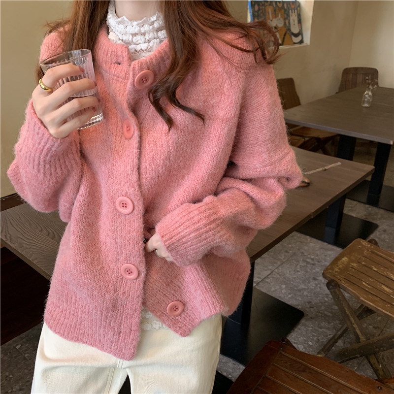 Áo Khoác Len Sáp Mềm Ngắn Dáng Rộng Thời Trang Thu Đông Hàn Quốc Cho Nữ