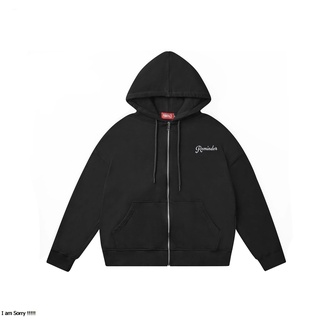 Áo khoác nỉ chân cua reminder basic hoodie zip màu đen