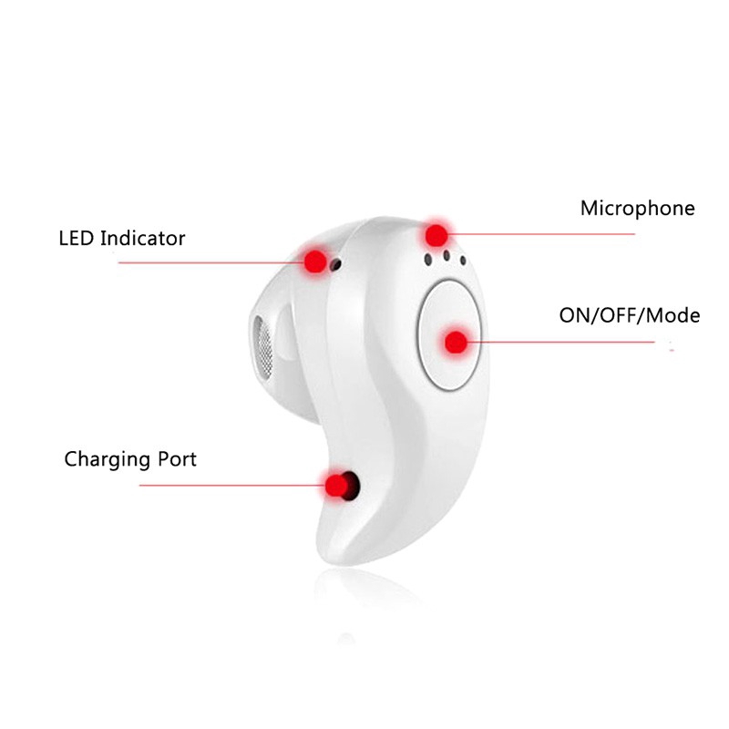 Bluetooth Wireless earphone Mini Desain 3 Lubang with mic
