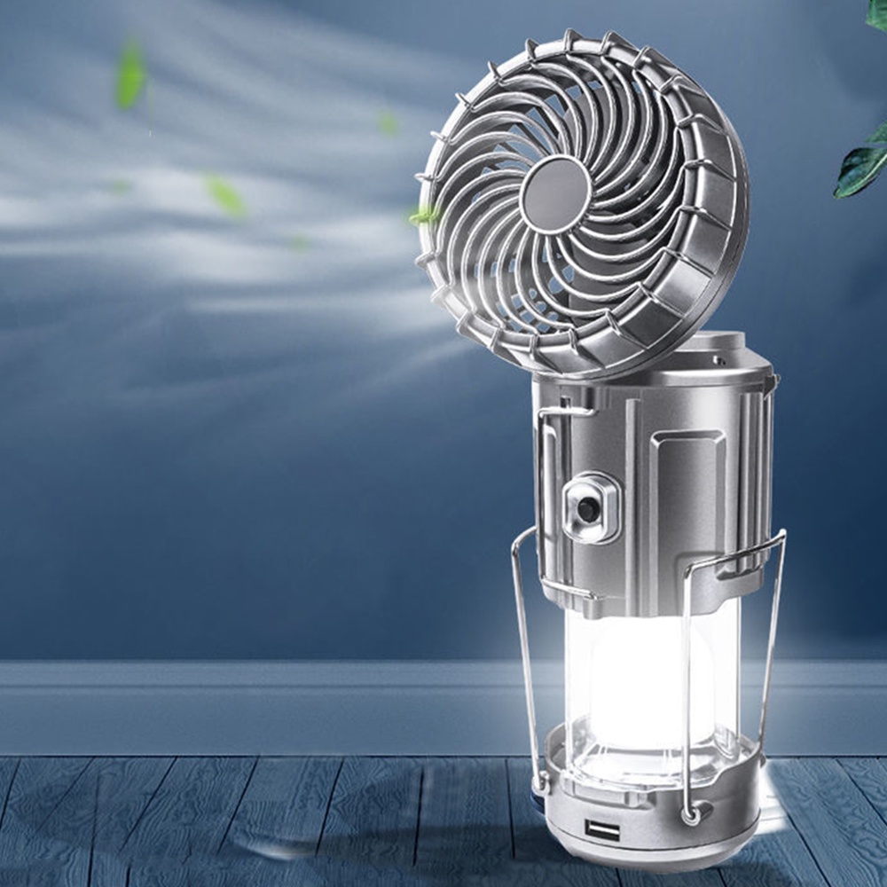 Đèn LED Cắm Trại Năng Lượng Mặt Trời Tích Hợp Quạt Sạc Năng Lượng Mặt Trời 2 Trong 1 Tiện Dụng