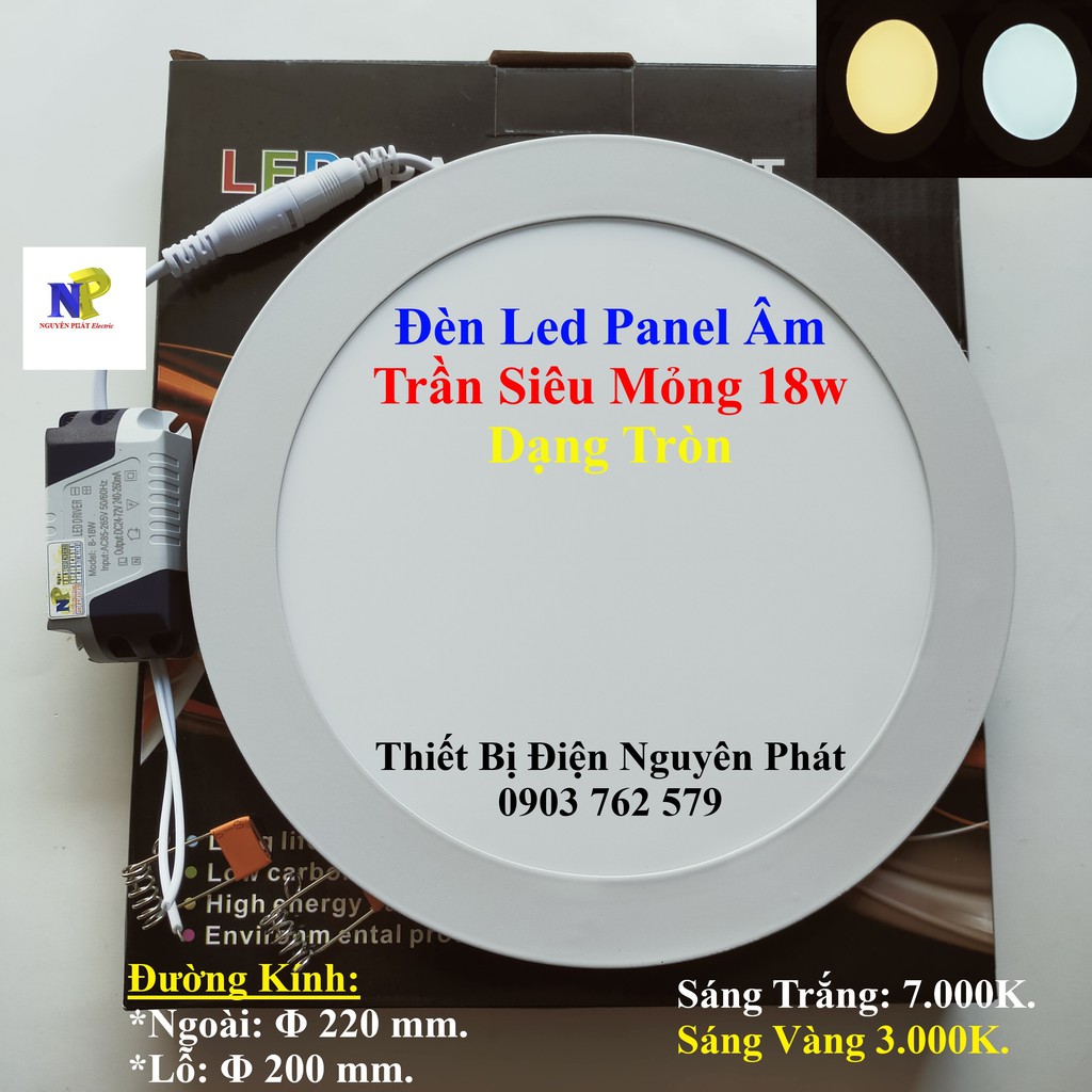 Đèn Led Panel Âm trần Siêu Mỏng 18w Tròn