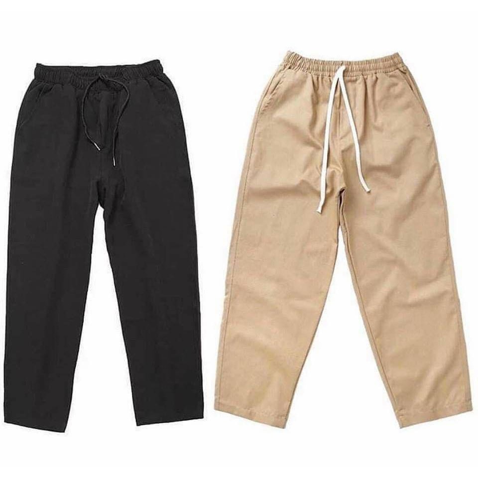 Quần Baggy Kaki Nam Nữ Ống Suông Unisex Vải Dày Chất Co Giãn