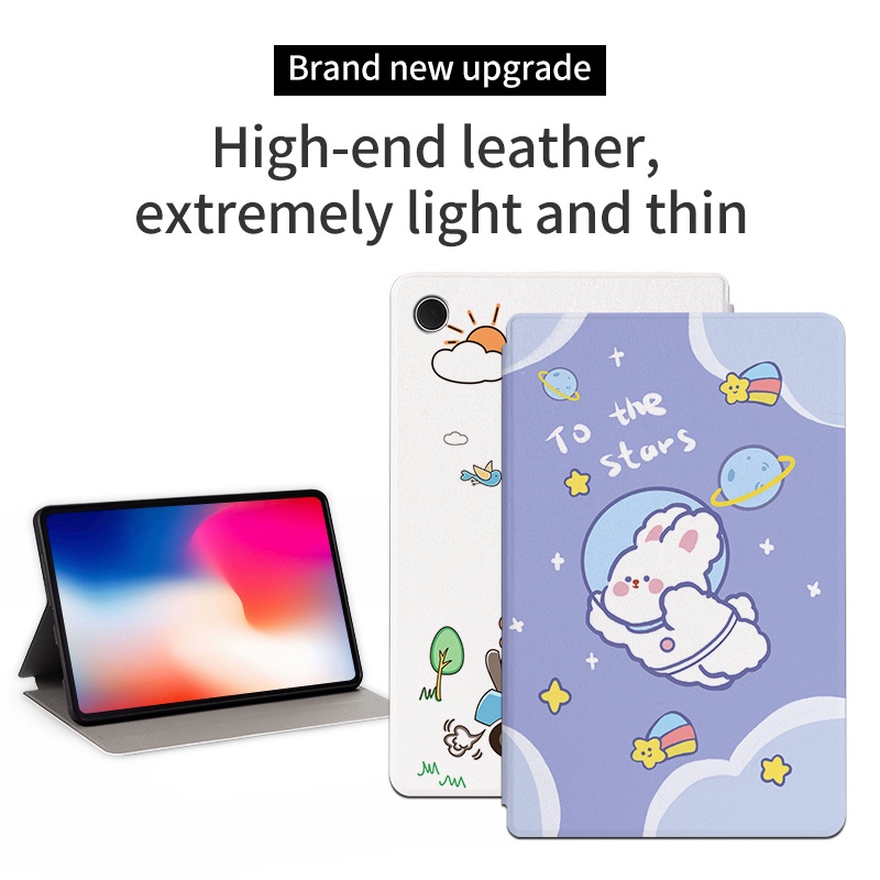 Bao Da PU Máy Tính Bảng Chống Sốc In Họa Tiết Hoạt Hình Dễ Thương Dành Cho Samsung Galaxy Tab A8 10.5 2021 SM-X200 SM-X205 Đứng