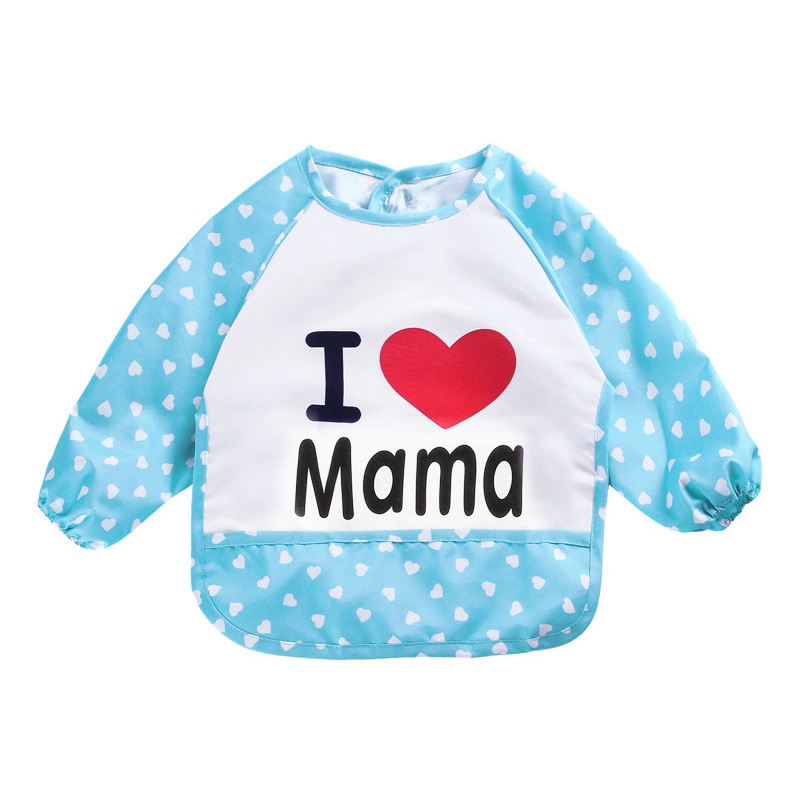 Áo yếm ăn dặm cho bé có máng hứng I LOVE PAPA MAMA LAKIDS