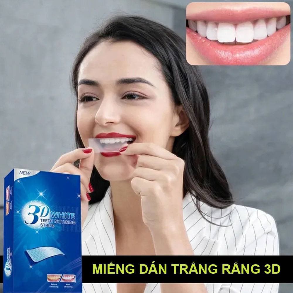 Miếng dán trắng răng tiện lợi 3D White Teeth Whitening Strips zuzu cosmetic