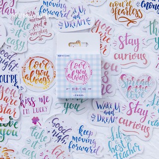 Hộp 45 chiếc sticker Chữ Calligraphy nhiều màu trang trí sổ take note, bullet journal - Tanpopo Sticker