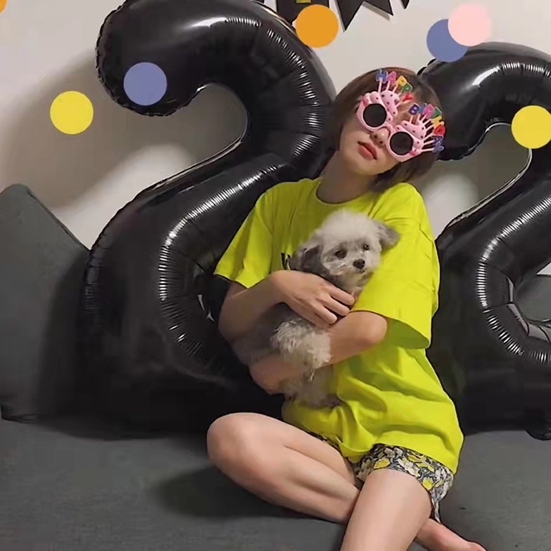 Bong Bóng Màu Đen Hình Số 0-9 Dùng Trang Trí Tiệc Sinh Nhật Cho Bé