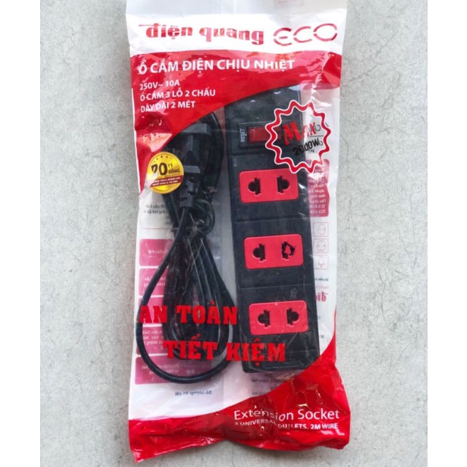 Ổ cắm Điện Quang ECO ĐQ ESK 32 ECO ( 3 lỗ 2 chấu ) hai màu trắng/đen