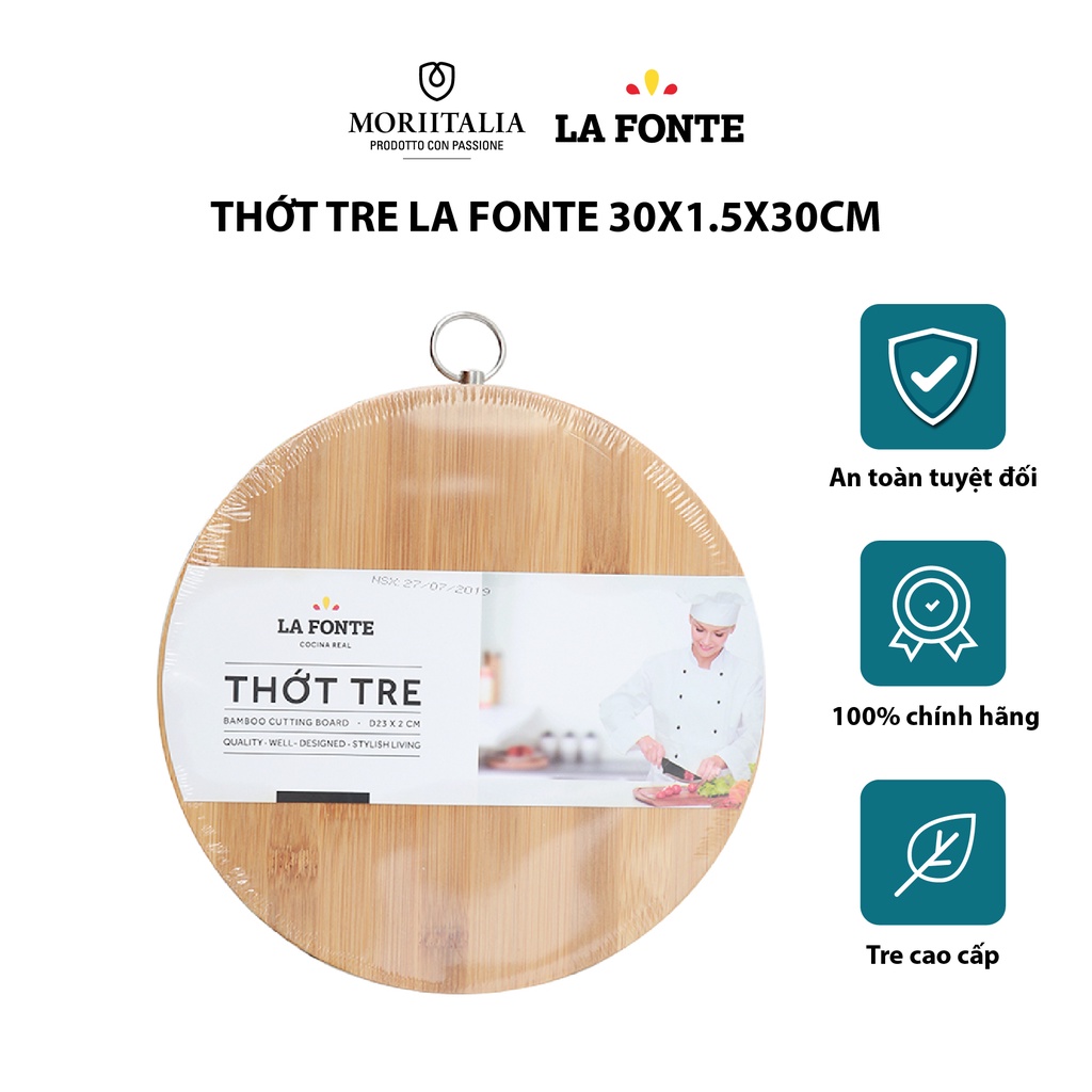 [Mã BMBAU50 giảm 7% đơn 99K] Thớt tre La Fonte tự nhiên kháng khuẩn Moriitalia 180626