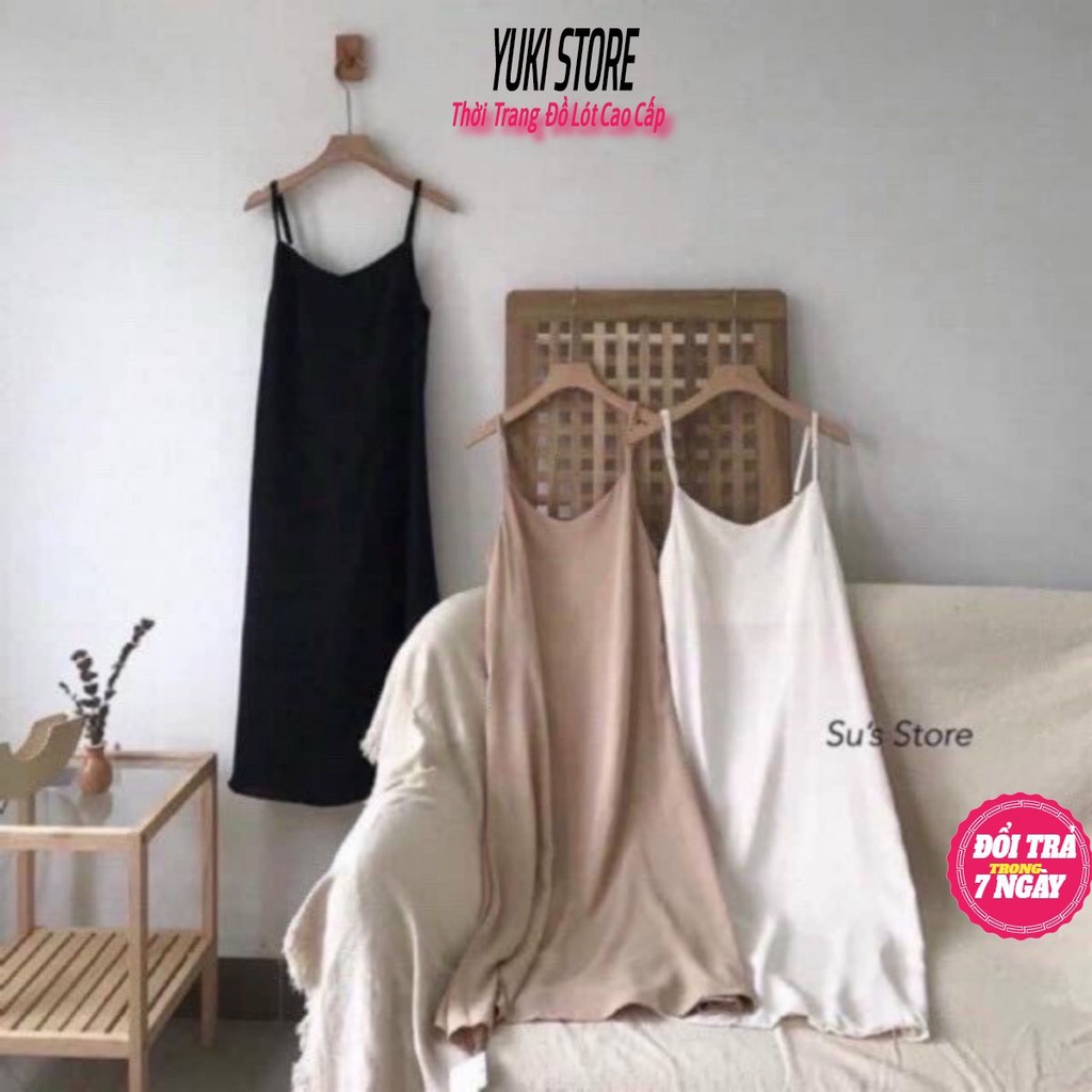 Váy Đũi Hai Dây Suông Dài Sexy Form Rộng Trơn Basic YUKI STORE 12