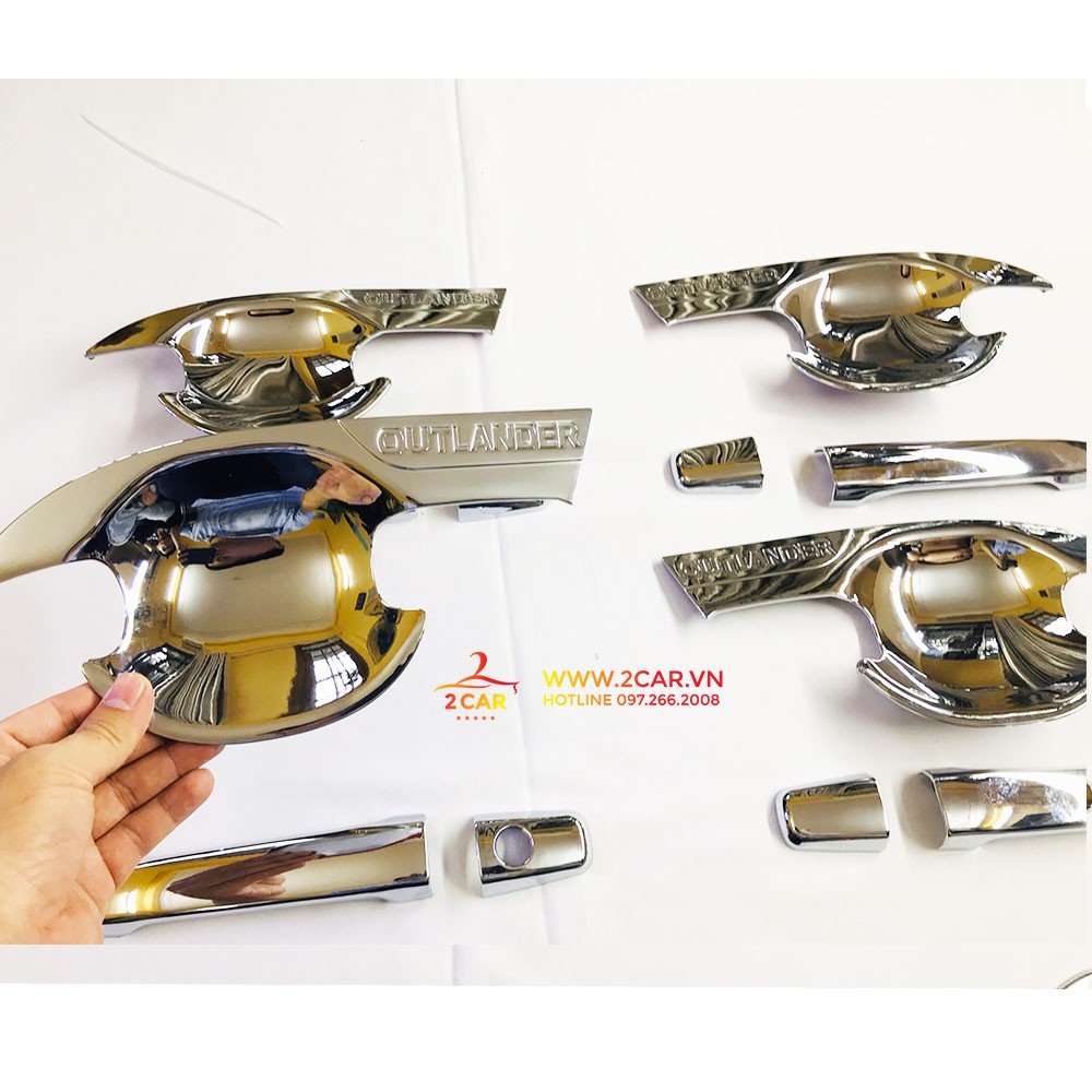 Ốp tay nắm, hõm cửa xe Mitsubishi Outlander 2016 - 2021 mạ crom cao cấp - Giá 1 bộ