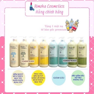 Cặp dầu gội xả biotin collagen 1000ml giảm rụng, siêu mềm mượt, phục hồi, sạch gầu