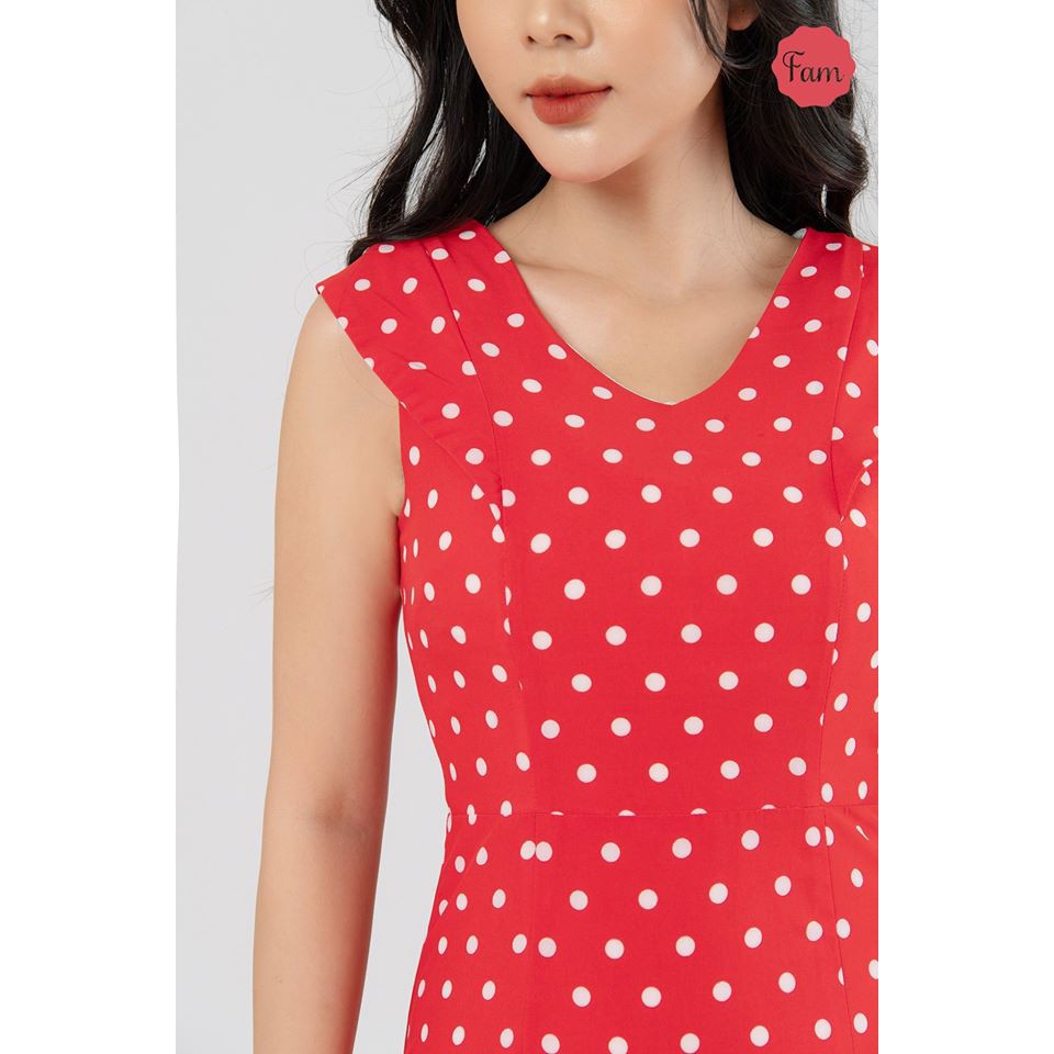 Đầm Đuôi Cá Đỏ Chấm Bi-Thời Trang🔥[FREESHIP]🔥D2074.3