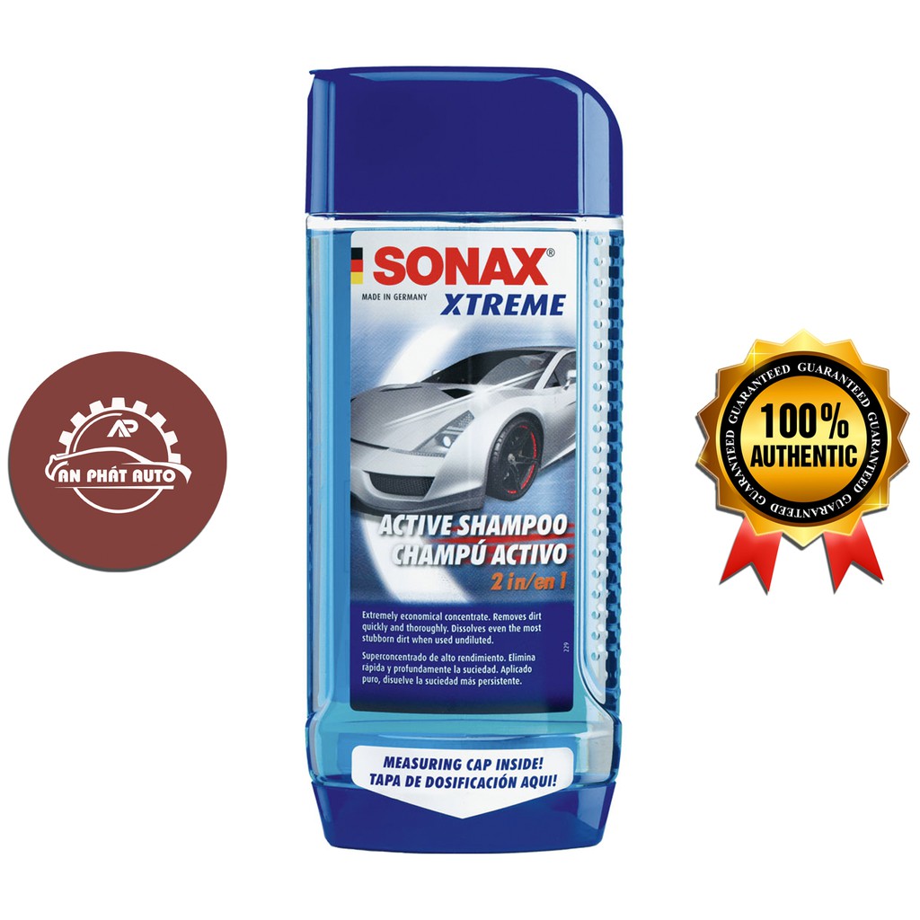 SONAX - Nước Tẩy Rửa Các Chất Bẩn Nặng/Bóng Loáng Xe (Sonax Xtreme Active Shampoo 2 in1 - 500ml) [Hàng Đức Chính Hãng]