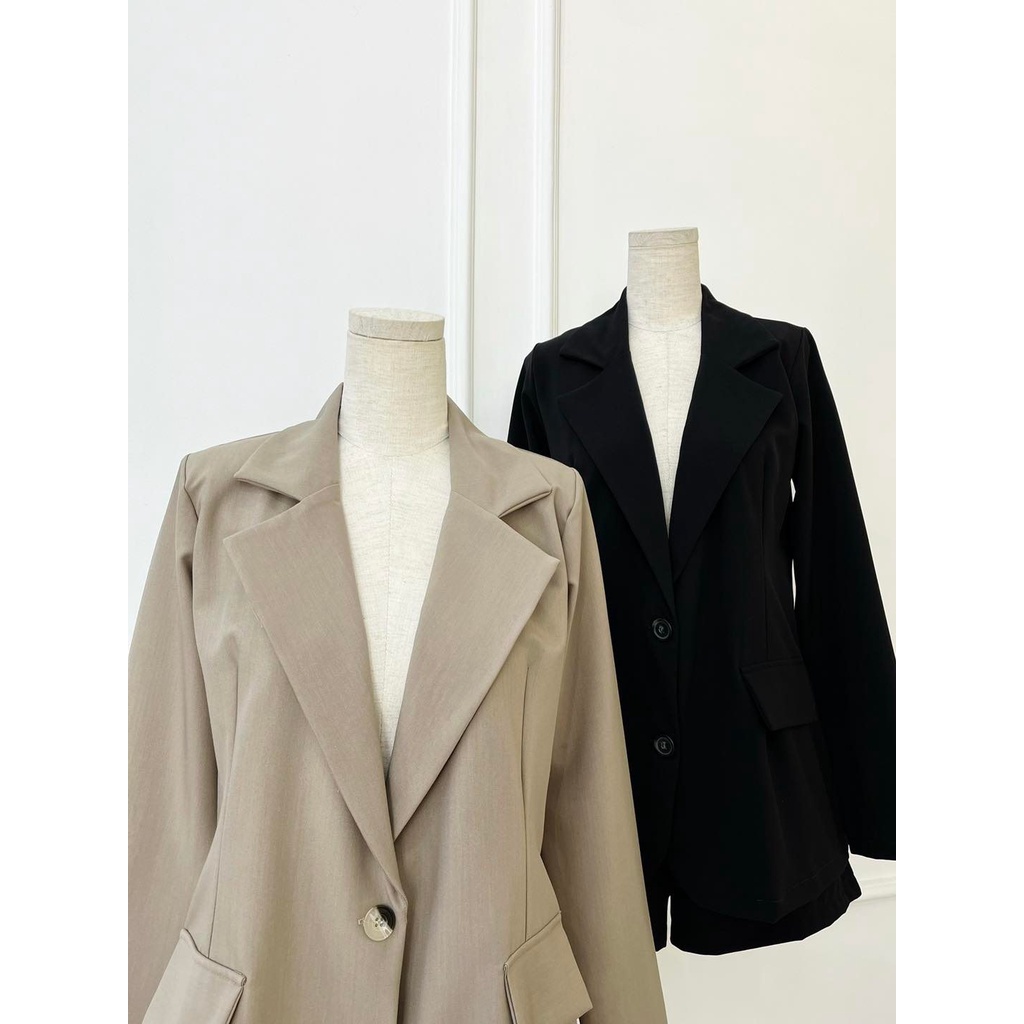 [HÀNG THIẾT KẾ CAO CẤP] Set Áo Vest Blazer Tay Dài Quần Ngắn Công Sở / Đi Tiệc Màu Nâu Sang Trọng