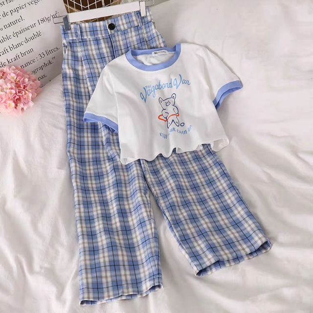 Set quần áo kẻ xanh ( có bán lẻ )