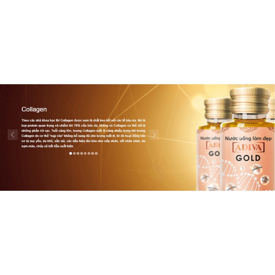 Hộp 14 Chai Nước Uống Làm Đẹp Collagen ADIVA GOLD (14 chai 30ml) - Nước uống trắng da | Thế Giới Skin Care