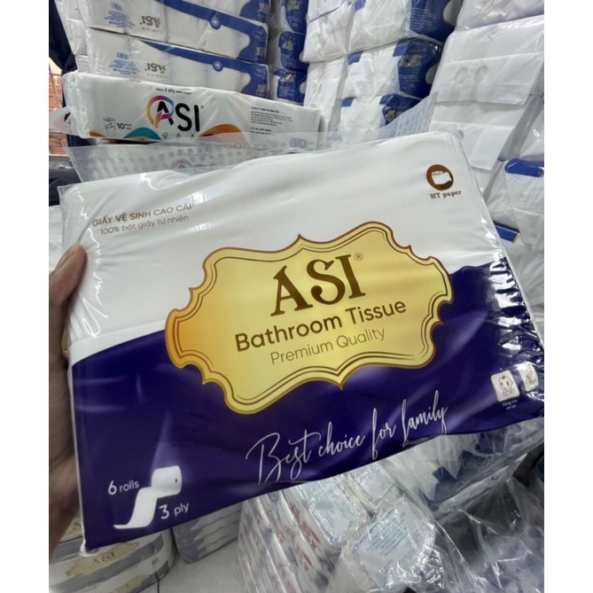 [HỎA TỐC] COMBO 12 bịch (6 cuộn/bịch, 72 cuộn to) Giấy vệ sinh lụa không lõi ASI cao cấp, siêu dai mịn - HTpaper