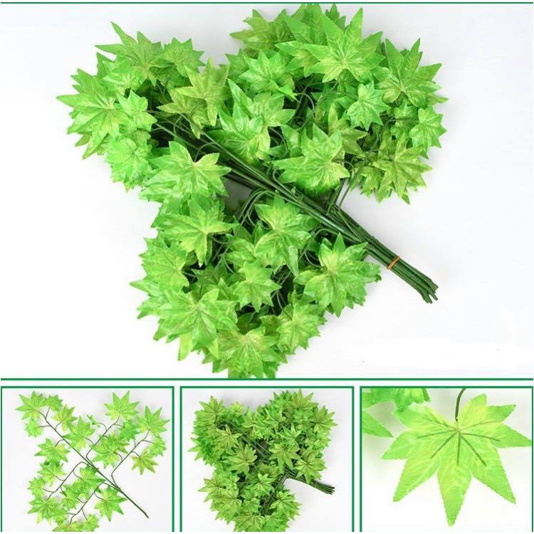 Cành Lá Phong Xanh Đỏ Làm Cây Giả Big Size 60 - 68Cm