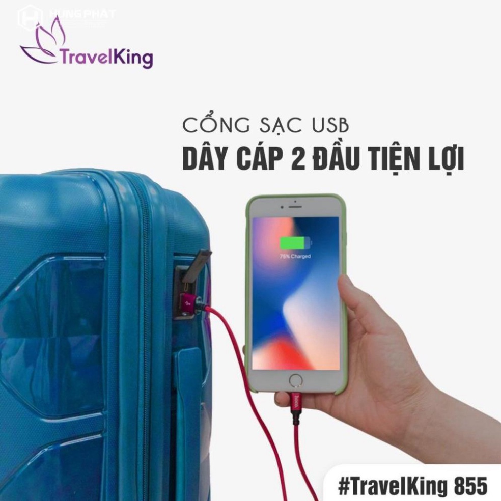 TRAVELKING - Vali kéo du lịch cao cấp PP-855 kích thước 20, 24 inch chính hãng Hùng Phát - Bảo hành 5 năm