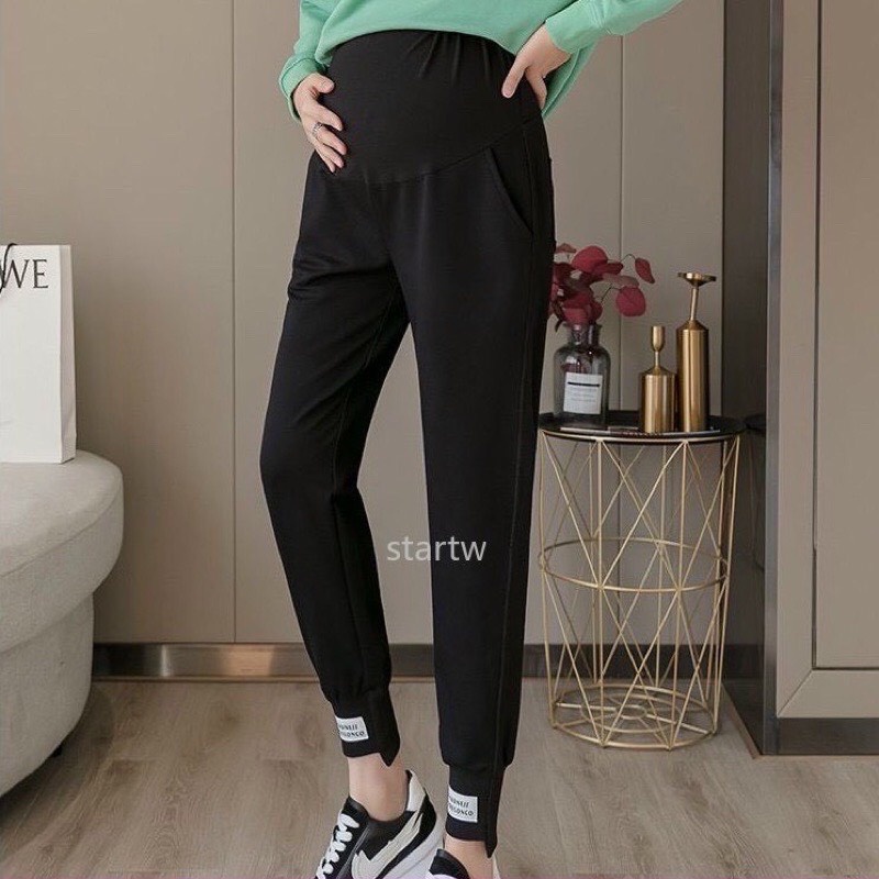 Quần dài bầu thể thao thu đông da cá bo gấu jogger đẹp