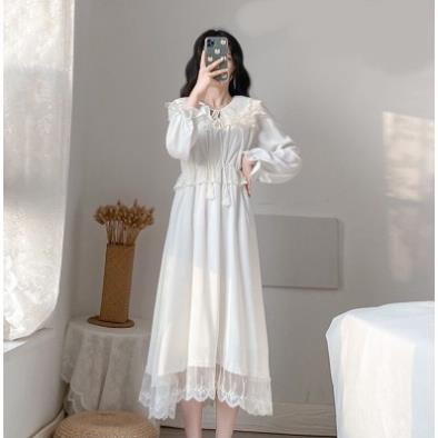 [Hàng Sẵn] Váy Trắng Tiểu Thư - Đầm Ren Công Chúa Đáng Yêu Xinh Xắn Phong Cách Thời Trang Hàn Quốc Tay Lưới Dài QCCC  ྇