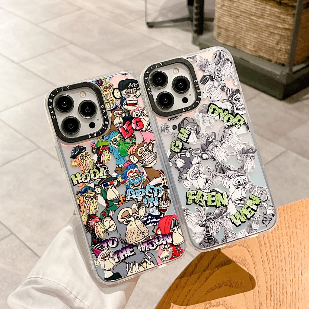 Ốp Điện Thoại TPU Chống Sốc Màu Laser In Hình Khỉ Cá Tính Cho iPhone X XR XS MAX 14 Plus 12 11 13 pro MAX