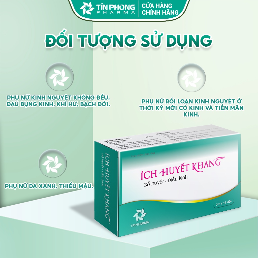 Viên Uống Giảm Rối Loạn Kinh Nguyệt Không Đều, Đau Bụng Ích Huyết Khang, Bổ Huyết Điều Kinh An Toàn Hộp 30 Viên TTP002