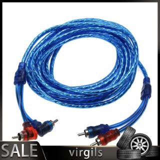 5m 2 rca to 2 rca plug car audio amplifier braided pure copper cable cord wire line for home cinema