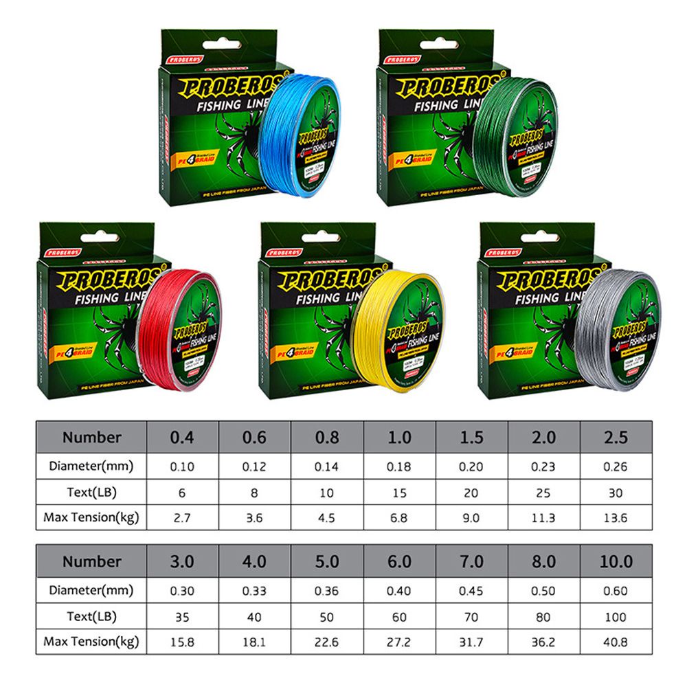 Cuộn dây câu cá bằng PE nhiều màu 0.4-10.0 6-100LB 100M