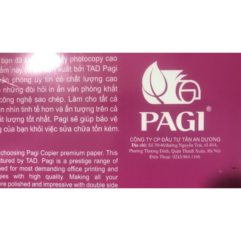1gsm giấy in A4/A5 500 tờ Pagi_Định lượng giấy 65