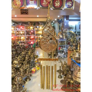 Chuông gió phong thủy 6 ống bằng đồng 100%-chuông gió treo cửa-chuông gió hồ lô