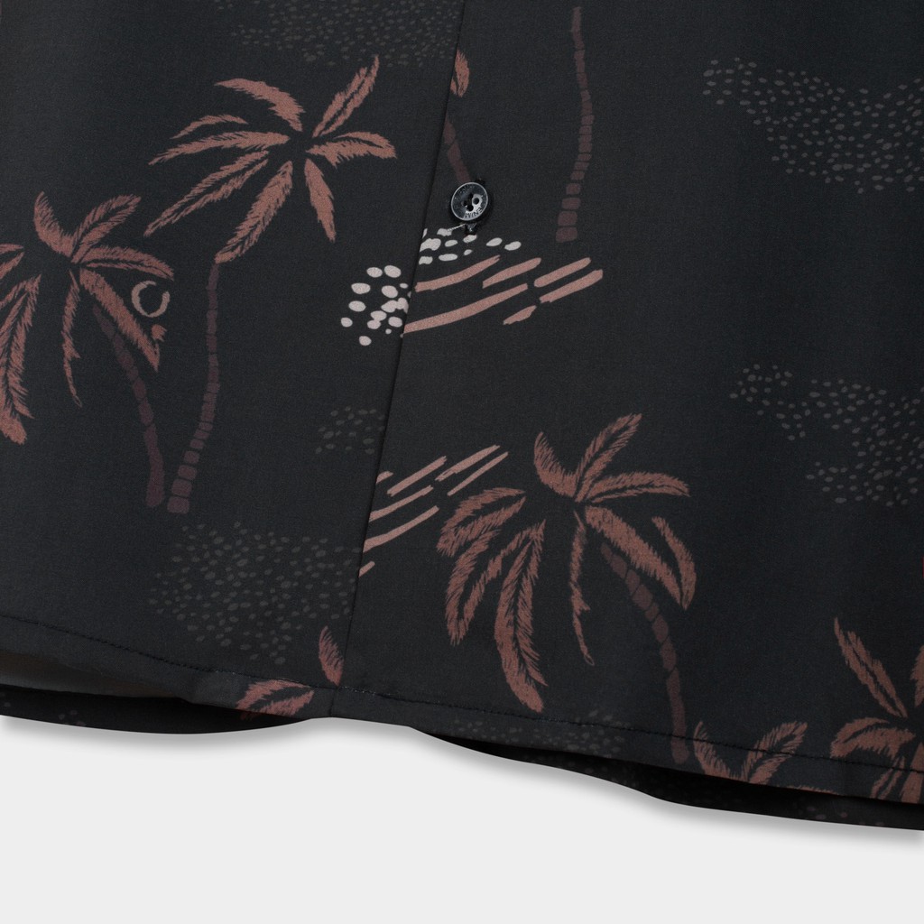 Áo sơ mi nam ROWAY Fullbox, vải lụa thoáng mát, không nhăn, form regular | Sơ mi họa tiết dừa