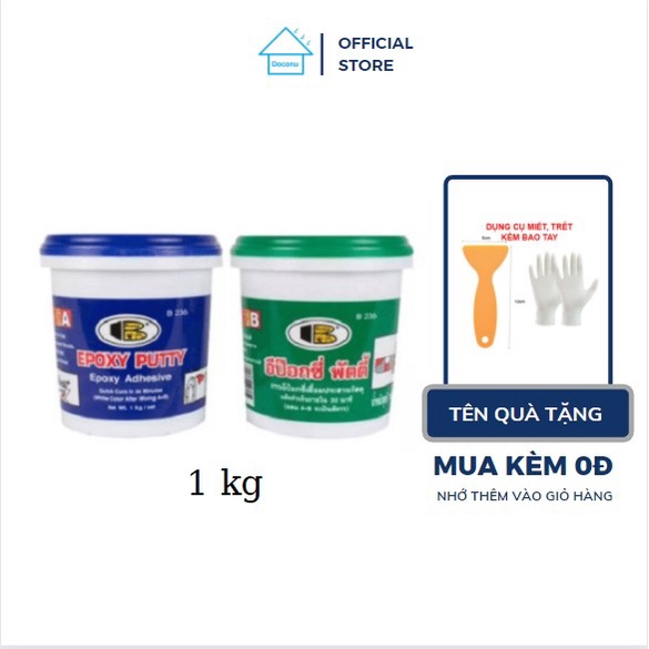 Keo dán đa năng Bosny AB Epoxy kết dính bê tông, gỗ, kim loại, thủy tinh, gốm sứ. đá. Cam kết bảo hành 1 đổi 1