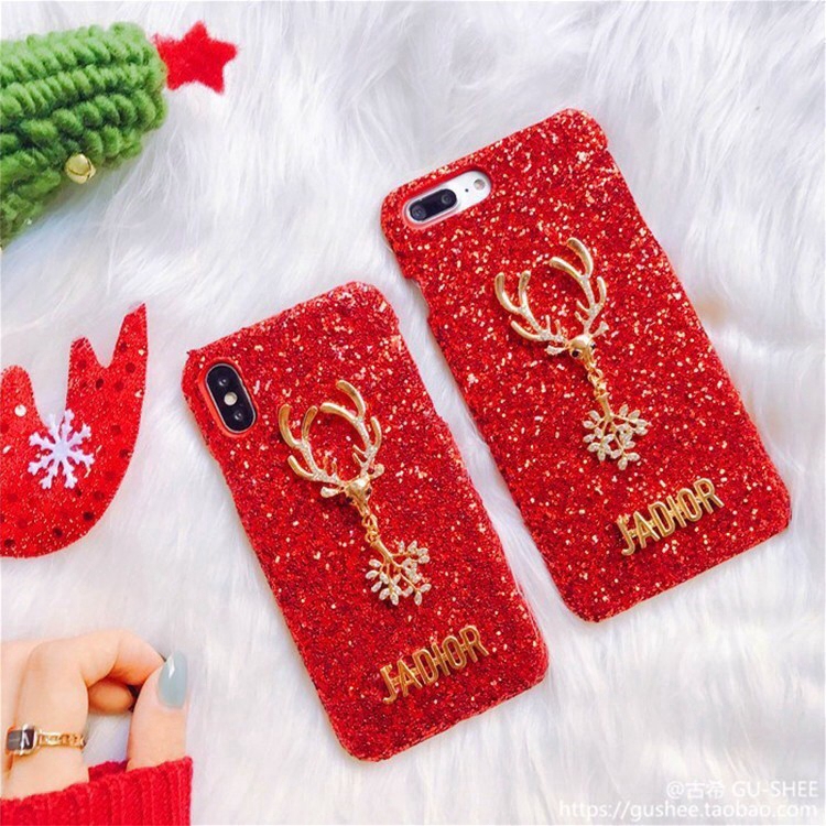 DIY Handmade Phone case Samsung Galaxy A10 A50 A70 M10 M20 A51 A71 A81 A91 A10S A20S A50S A5 A6 A7 A9（2018）A6 plus Christmas elk Glitter Rhinestone diamond Populer girl gift