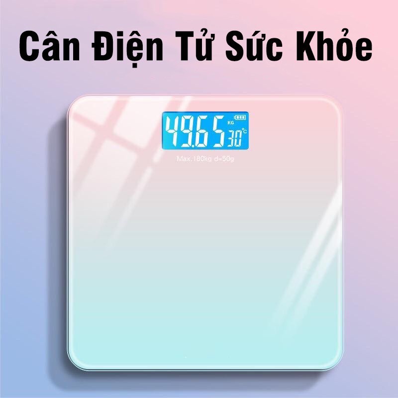 CÂN ĐIỆN TỬ CÂN SỨC KHỎE MÀN HÌNH LED SẠC PIN DÙNG PIN GIA ĐÌNH KÍNH CƯỜNG LỰC TẢI TRỌNG 180KG CAN DIEN TU NC11