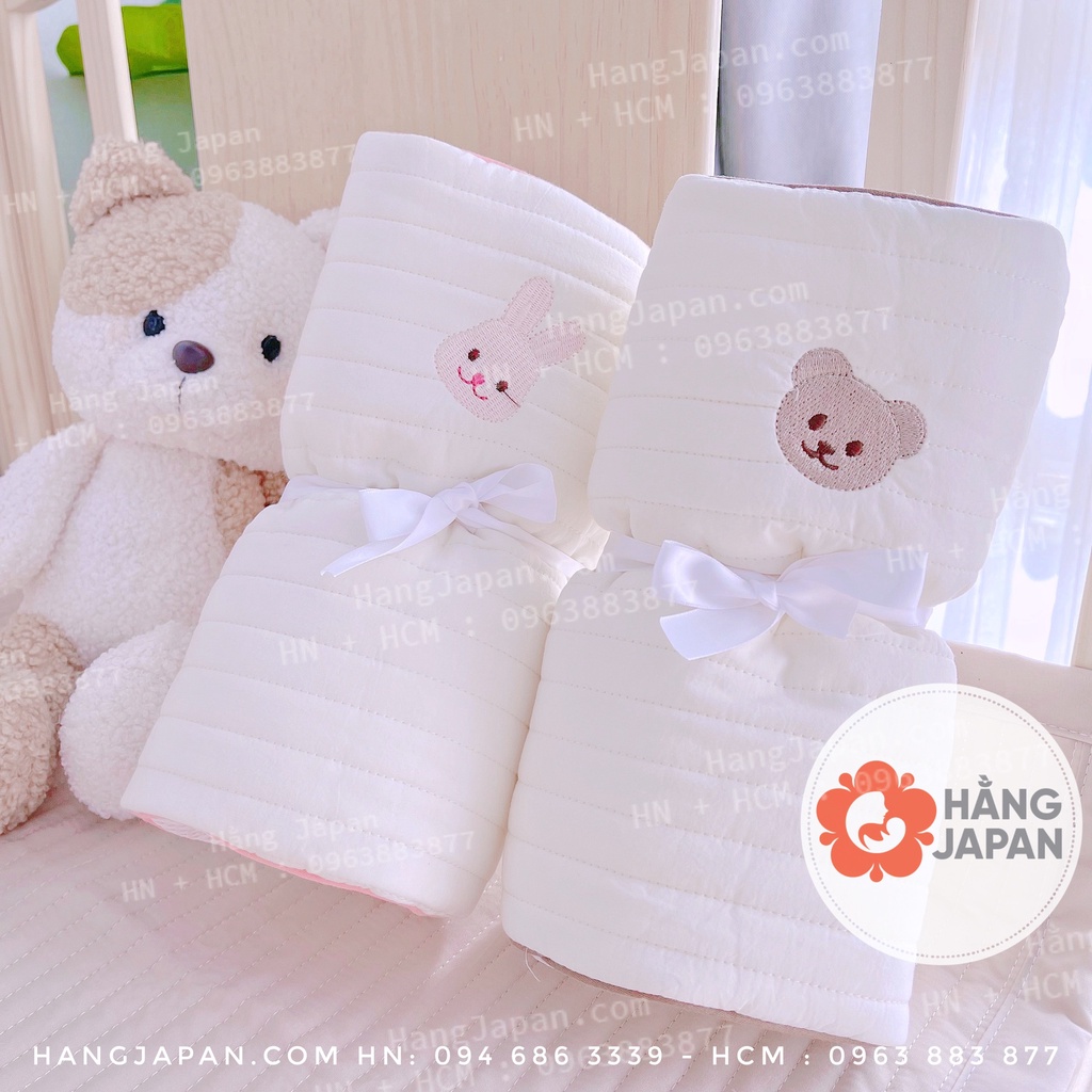 Gối đầu cotton ORGANIC  thêu hình gấu, thỏ cho bé kích thước  40x25cm