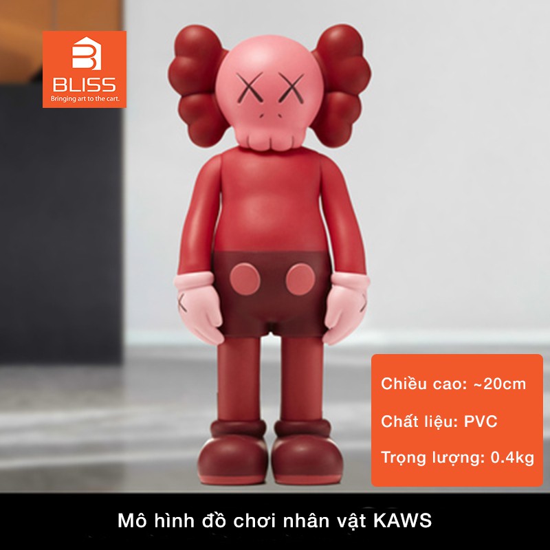 Mô hình đồ chơi tĩnh nhân vật KAWS nhựa 20cm trang trí nhà cửa, bàn làm việc đen/xám/nâu/đỏ