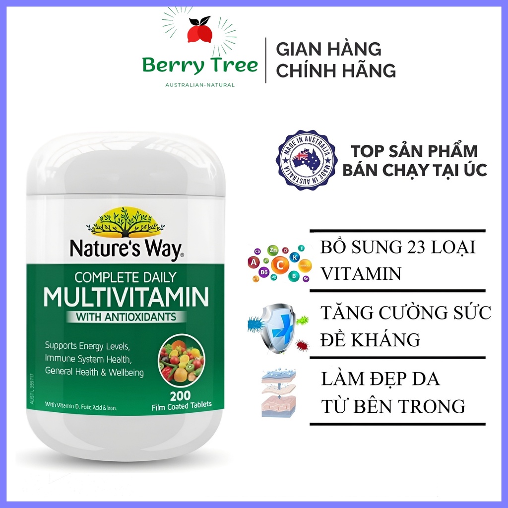 Vitamin Tổng Hợp Úc Nature’s Way Complete Daily Multivitamin - 200 Viên (BR)