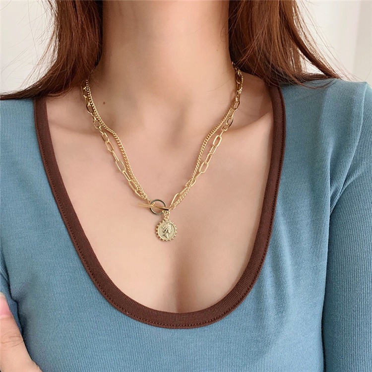 Dây chuyền nữ hai lớp đính ngọc trai nhân tạo Hàn Quốc