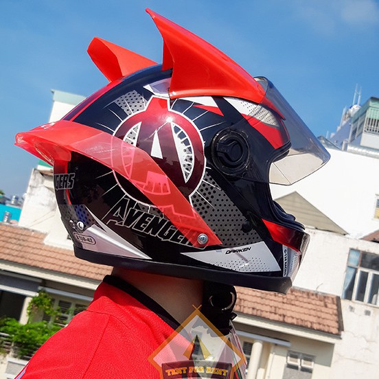 Mũ bảo hiểm AGU AVENGER 4 ĐỎ + Đuôi gió AGV và sừng NHỌN + TÚI ĐỰNG MŨ SL CÓ HẠN HELMET