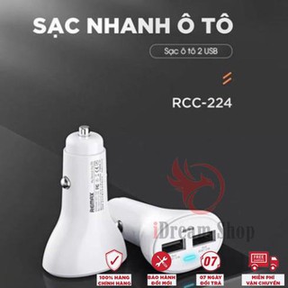 Tẩu sạc ô tô remax sạc nhanh qc 3.0 12v 2 cổng usb 2.4a cho điện thoại trên oto xe hơi chính hãng