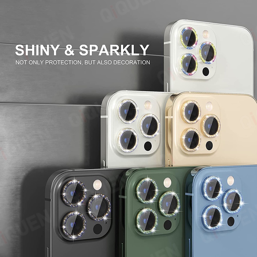 Miếng dán đính đá bảo vệ camera cho iPhone 11 12 13 Pro Max 12 13 Mini