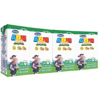 Vỉ 4 hộp sữa vinamilk adm gold có đường - dâu 110ml