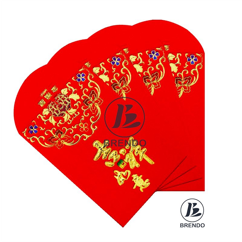 - SET 6 Bao lì xì đỏ in mạ vàng nổi cực sang và truyền thống, nhiều mẫu đẹp, chữ HOA - VPP Brendo